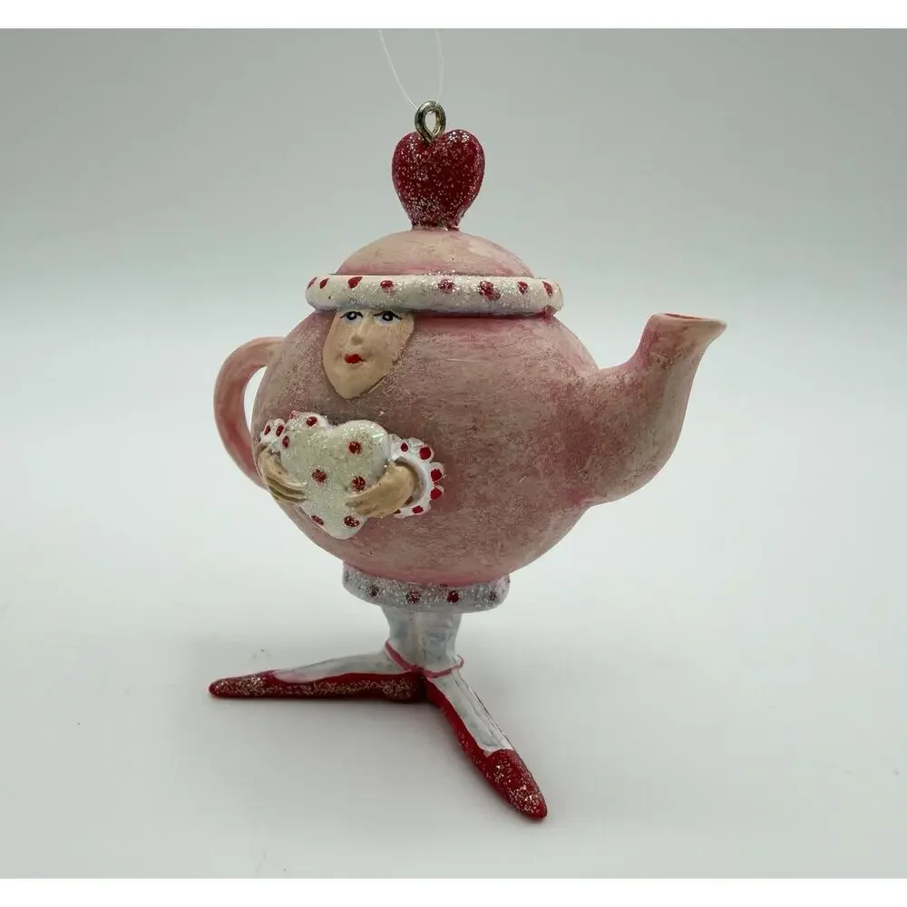 Dept 56 Krinkles Patience Brewster PINK TEAPOT Valentines Ornament 2004 Hearts
